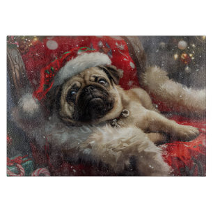 Pug Dog Christmas Festive Cutting Board