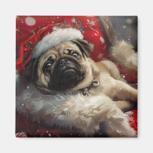 Pug Dog Christmas Festive Magnet