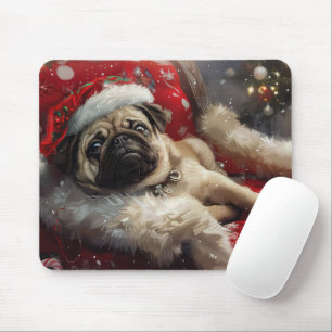 Pug Dog Christmas Festive Mouse Pad