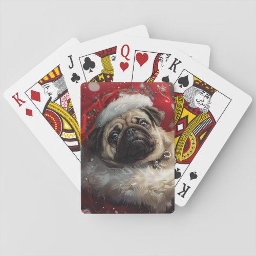 Pug Dog Christmas Festive Playing Cards