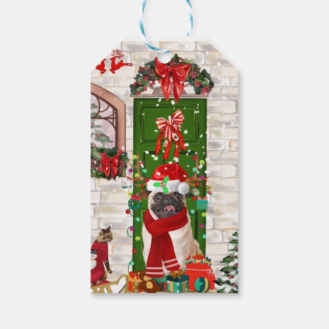 Pug Dog Christmas  Gift Tags (Back)