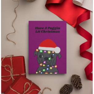 Pug Dog Christmas Holiday Card