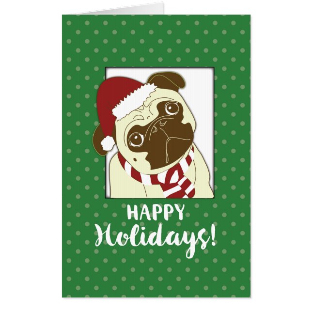 Pug Dog Christmas Humorous, Funny Card (Front)
