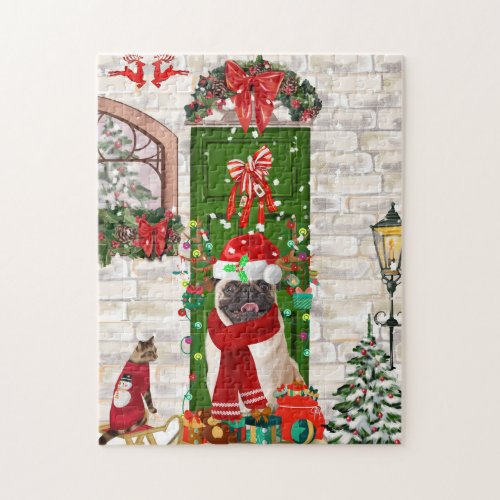 Pug Dog Christmas  Jigsaw Puzzle