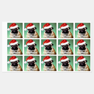 Pug Dog Christmas Label