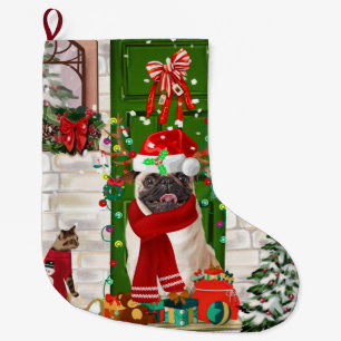 Pug Dog Christmas Large Christmas Stocking