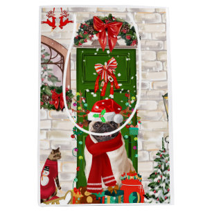 Pug Dog Christmas Medium Gift Bag