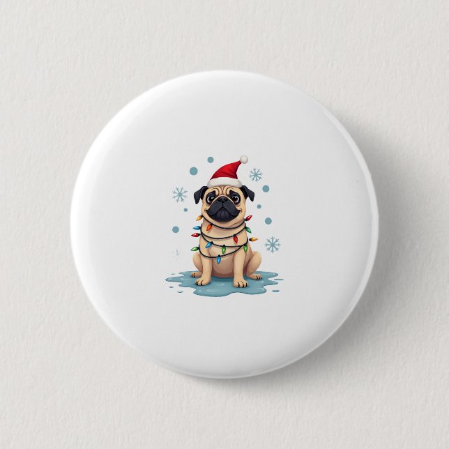 Pug Dog Christmas Men Women (1) Button (Front)