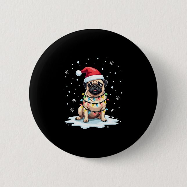 Pug Dog Christmas Men Women (1) Button (Front)
