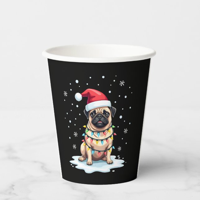 Pug Dog Christmas Men Women (1) Paper Cups (Front)