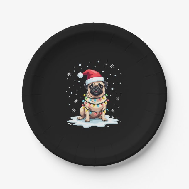 Pug Dog Christmas Men Women (1) Paper Plates (Front)