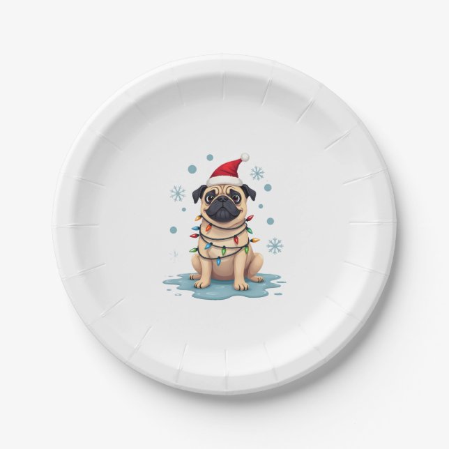 Pug Dog Christmas Men Women (1) Paper Plates (Front)