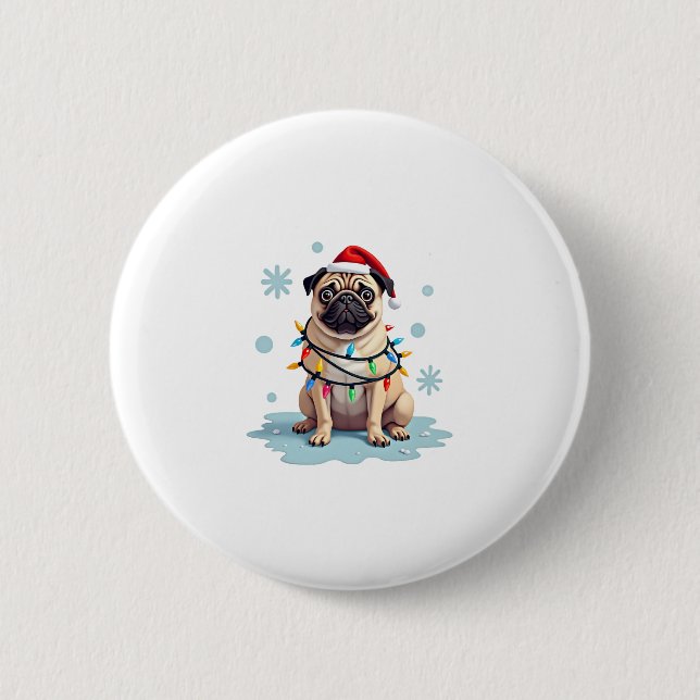 Pug Dog Christmas Men Women (2) Button (Front)