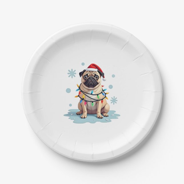 Pug Dog Christmas Men Women (2) Paper Plates (Front)