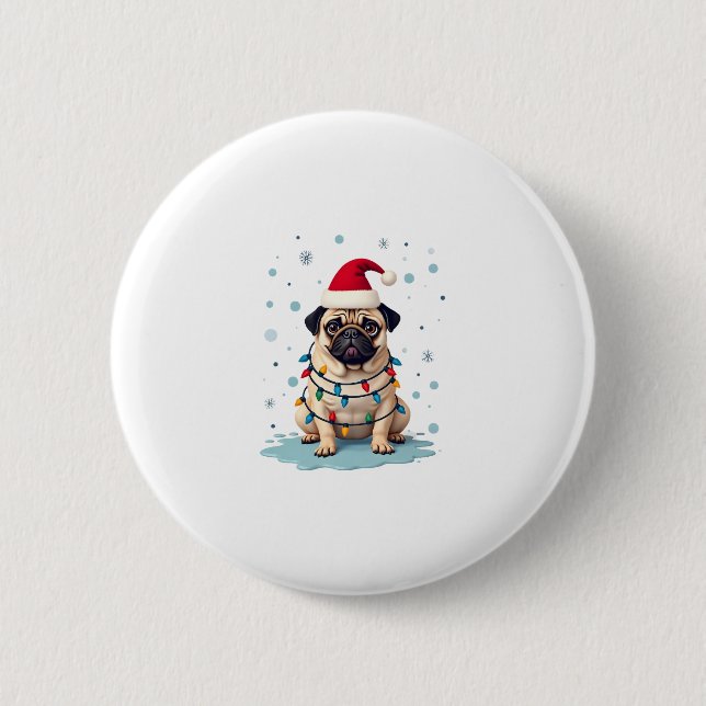 Pug Dog Christmas Men Women (3) Button (Front)