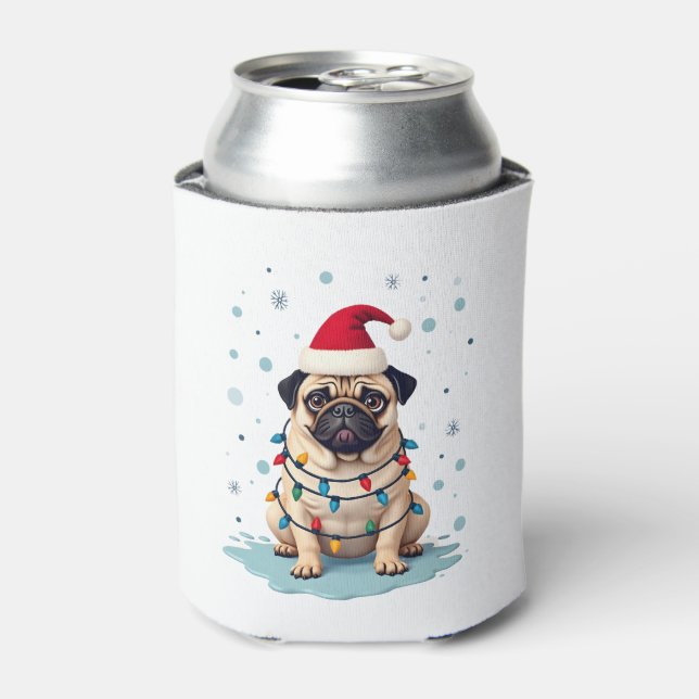 Pug Dog Christmas Men Women (3) Can Cooler (Can Front)