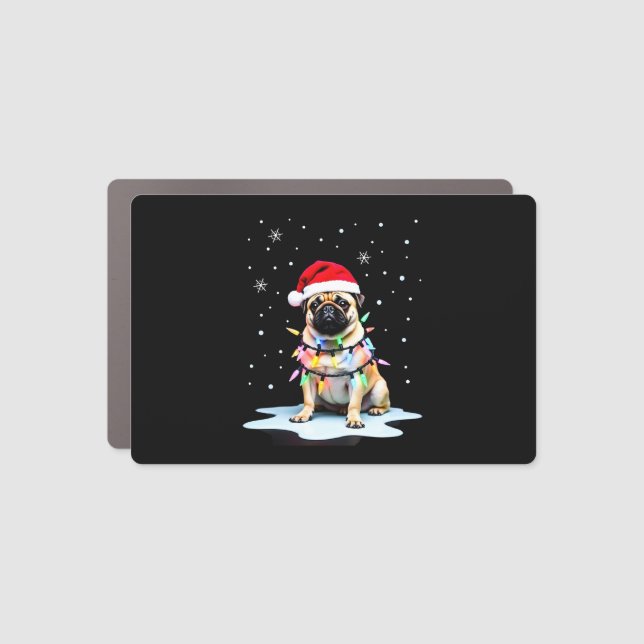 Pug Dog Christmas Men Women (3) Car Magnet (Front)