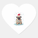 Pug Dog Christmas Men Women (3) Heart Sticker