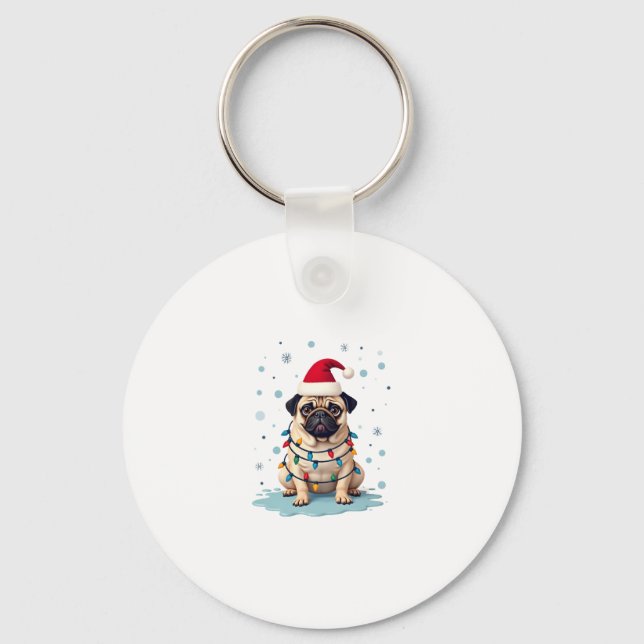 Pug Dog Christmas Men Women (3) Keychain (Front)