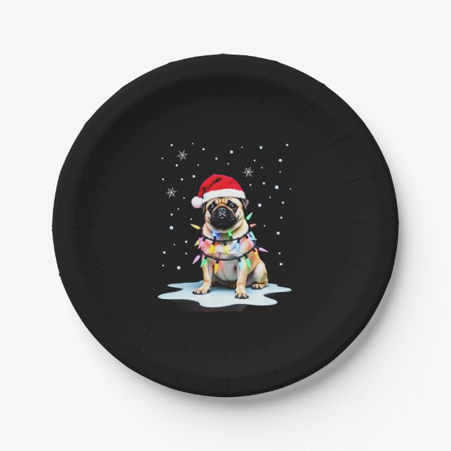 Pug Dog Christmas Men Women (3) Paper Plates (Front)