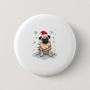 Pug Dog Christmas Men Women Button