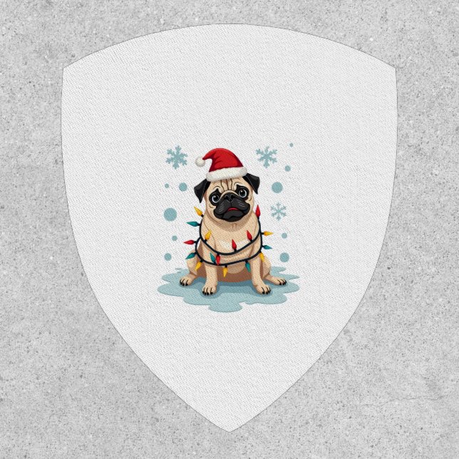 Pug Dog Christmas Men Women Patch (Front)