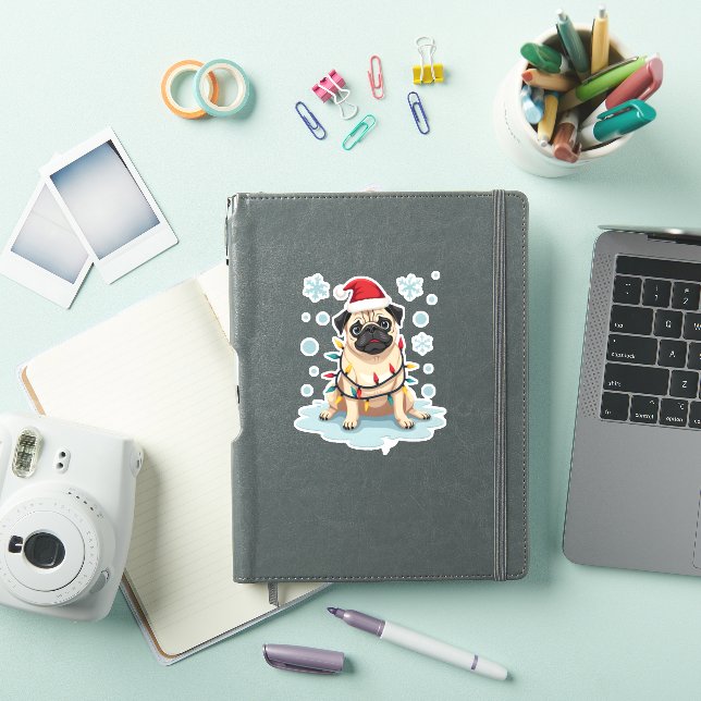 Pug Dog Christmas Men Women Sticker (iPad Cover)
