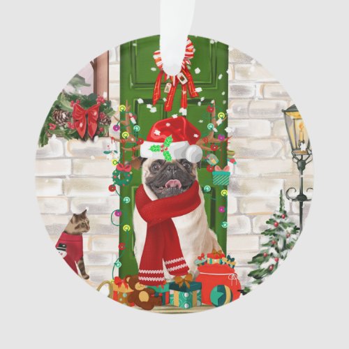 Pug Dog Christmas  Ornament