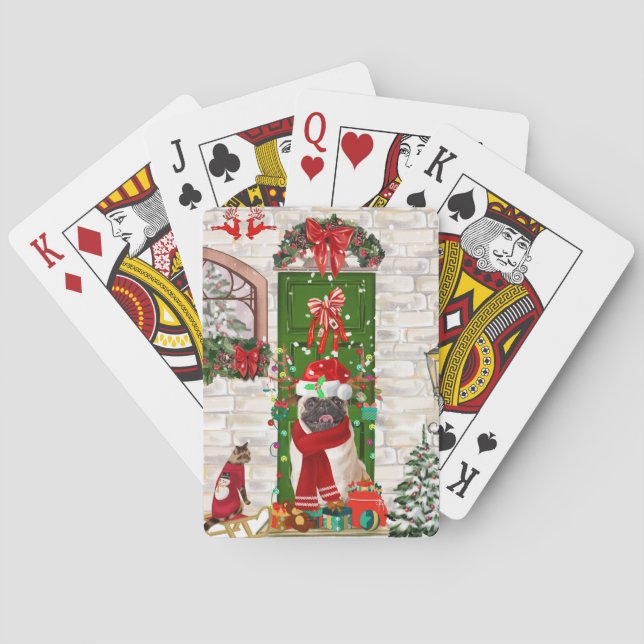 Pug Dog Christmas  Poker Cards (Back)