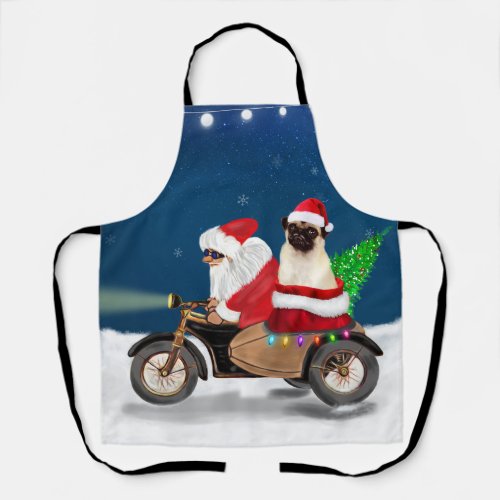 Pug Dog Christmas Santa Claus  Apron