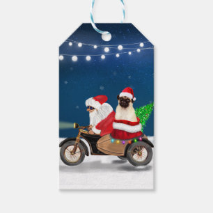 Pug Dog Christmas Santa Claus Gift Tags