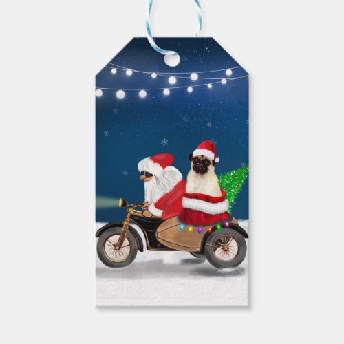 Pug Dog Christmas Santa Claus  Gift Tags