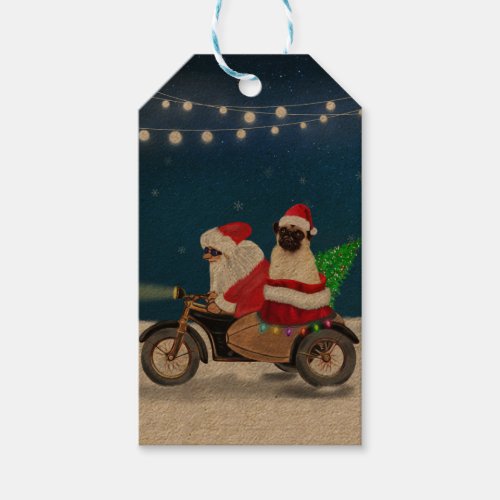 Pug Dog Christmas Santa Claus  Gift Tags