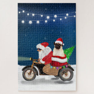 Pug Dog Christmas Santa Claus Jigsaw Puzzle