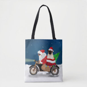 Pug Dog Christmas Santa Claus Tote Bag