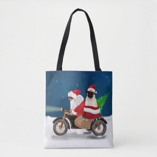 Pug Dog Christmas Santa Claus  Tote Bag