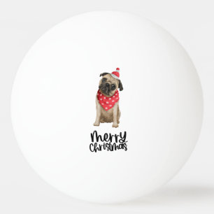 Pug Dog Christmas themed Ping Pong Ball