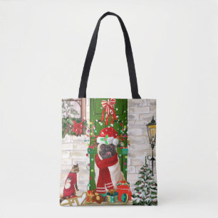 Pug Dog Christmas Tote Bag