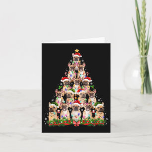 Pug Dog Christmas Tree Lights Funny Xmas Men Women Card