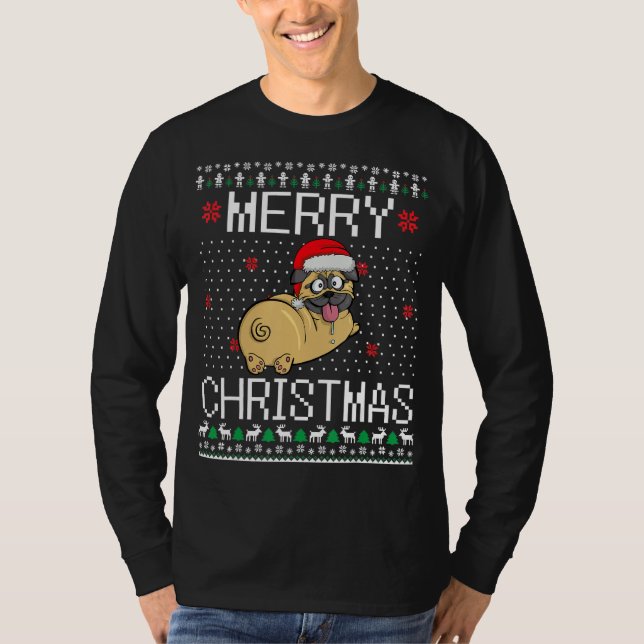 Pug Dog Christmas Ugly Sweater Funny Merry Pugmas  (Front)