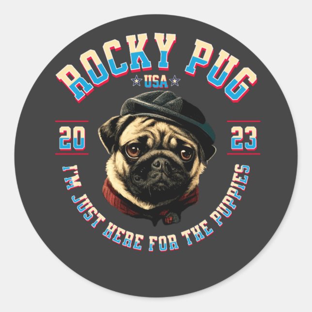 Pug Dog Classic Round Sticker (Front)