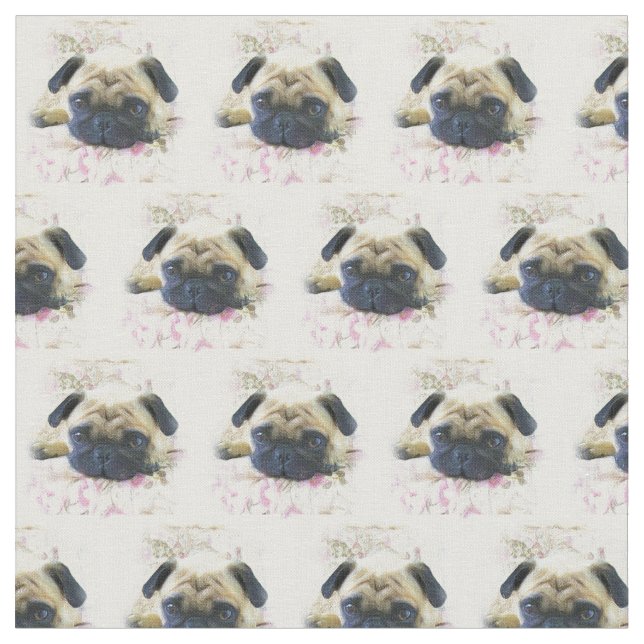 Pug Dog Custom Fabric (Close Up)