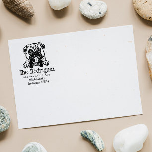 Pug Dog, Custom Return Address, Rubber Stamp