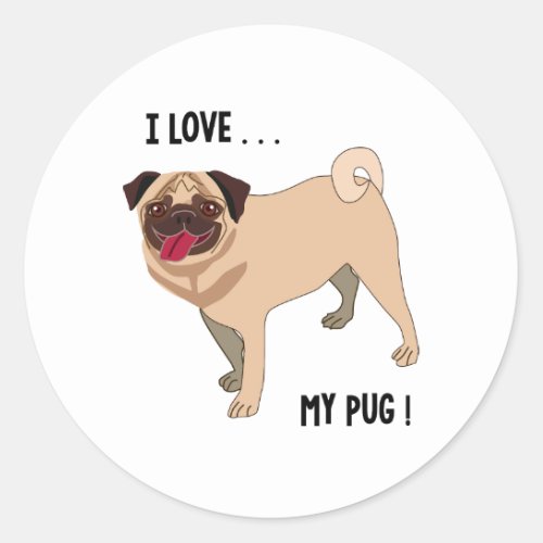 PUG dog cute adorable puppy Classic Round Sticker