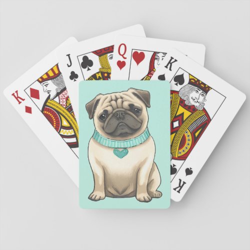 Pug dog cute beautiful illustration playing cards