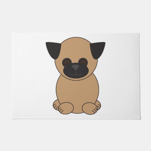 Pug Dog Cute Brown and Black Doormat