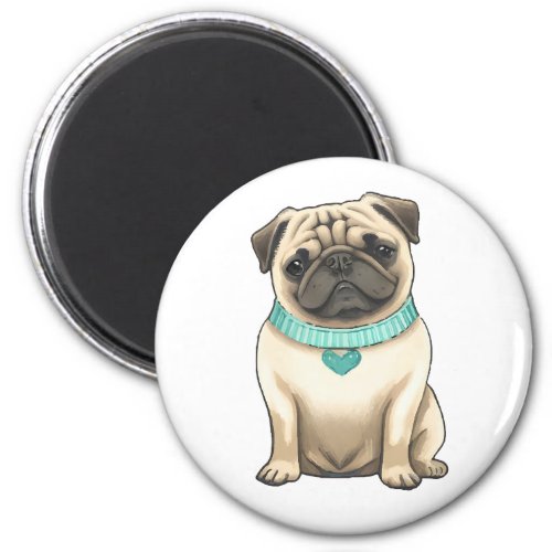 Pug dog cute illustration magnet gift magnet