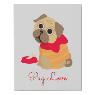 Pug dog Cute pug animal lover Faux Canvas Print