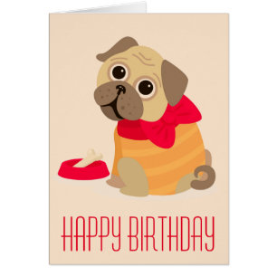 Pug dog Cute pug Happy Birthday Cards