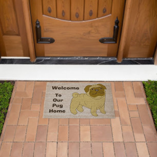Pug Dog Design Fiber Doormat